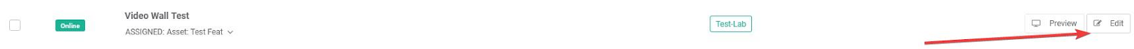 screens tab in optisigns with arrow pointing toward Edit Screen button