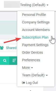 subscription plan tab location in optisigns web browser