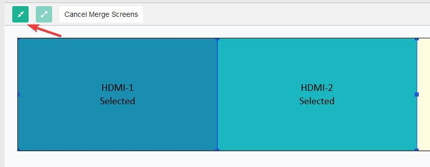 image with two of three screens selected and an arrow pointing toward merge option