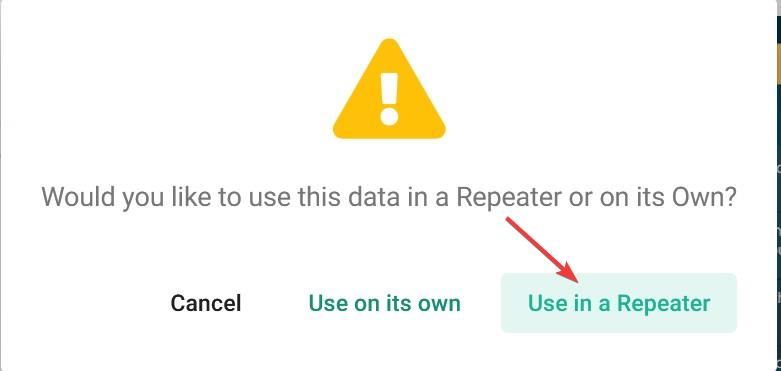 optisigns menu choice with red arrow pointing at use in a repeater