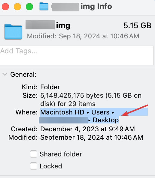 mac folder highlighting folder path