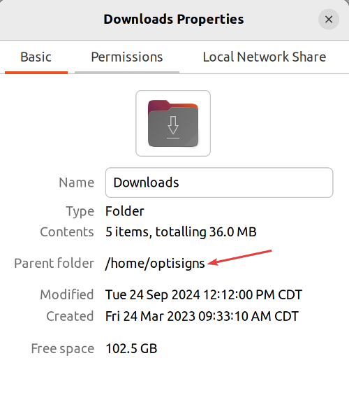 ubuntu folder highlighting folder path