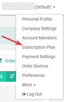 optisigns menu with arrow pointing toward subscription plan