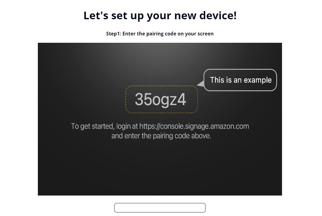 amazon signage portal set up screen