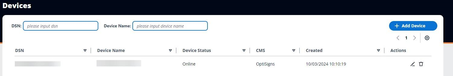 devices tab with paired device