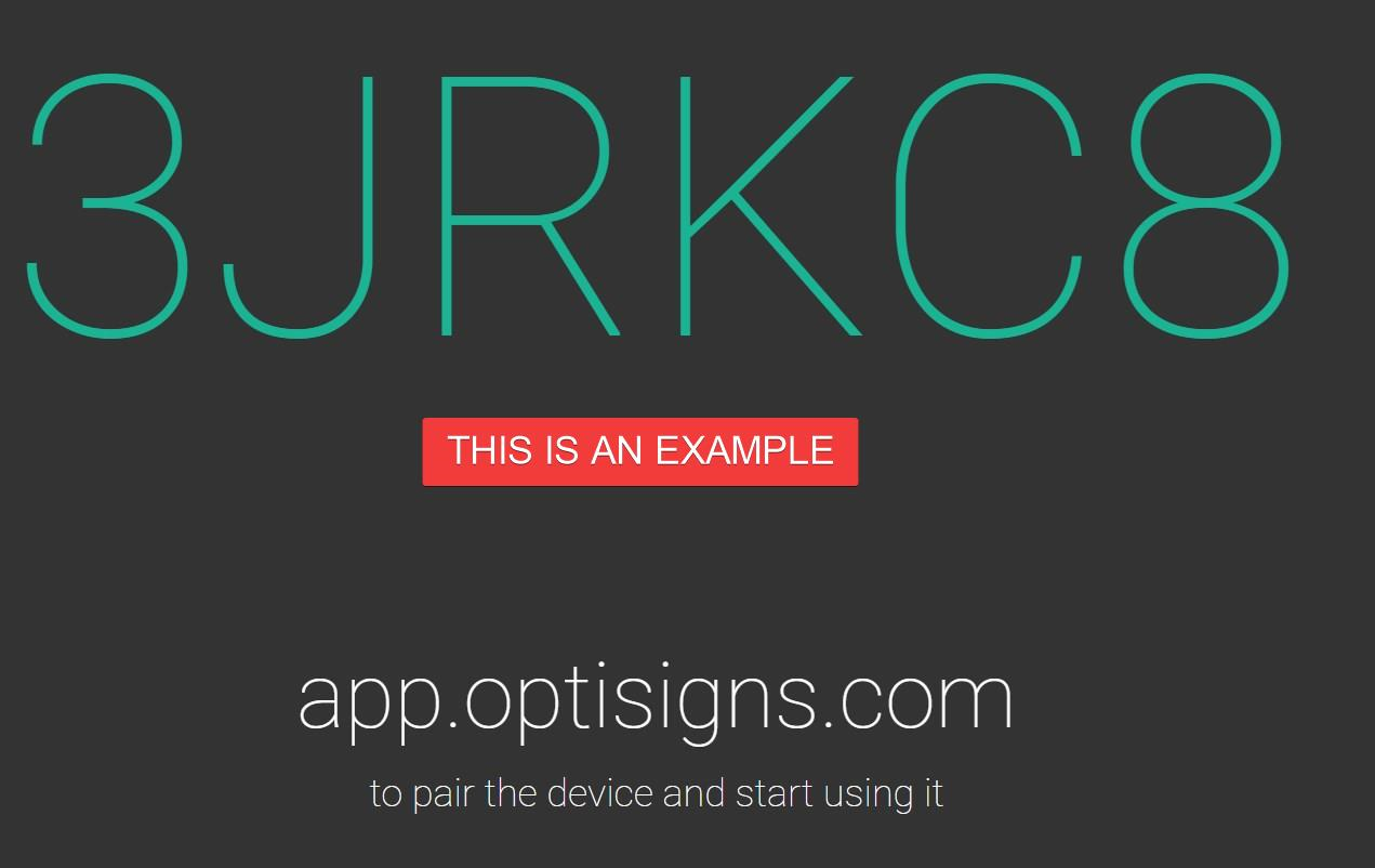 optisigns pairing screen example