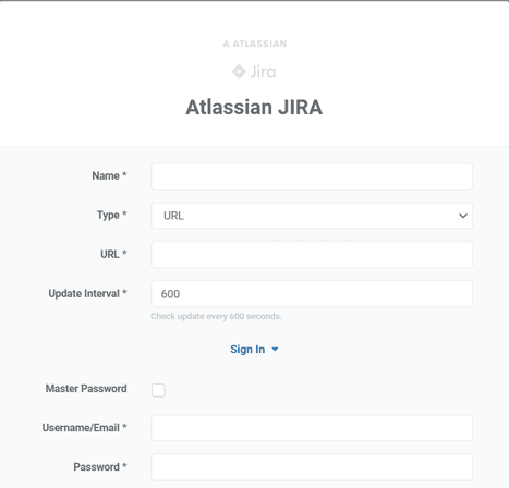 Jira app settings when setting it up in OptiSigns
