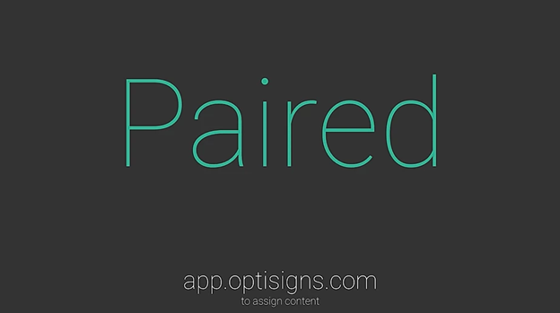 optisigns app showing paired screen