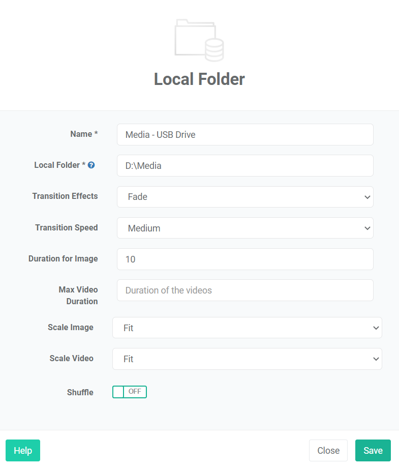 local folder app menu