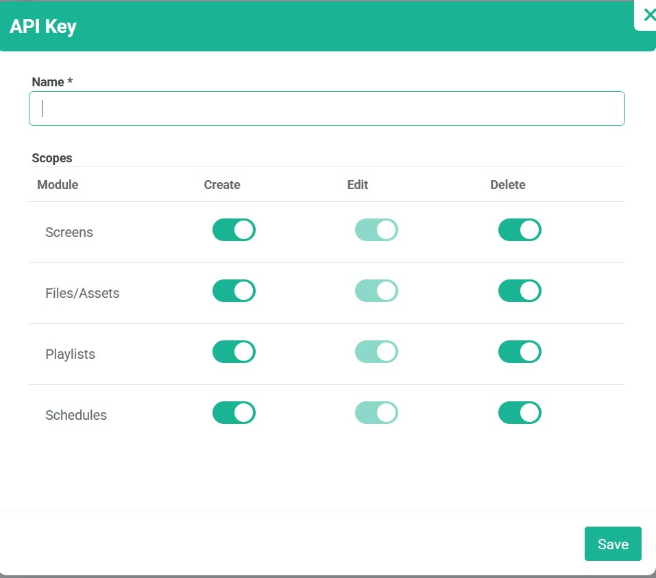 optisigns new api key setup