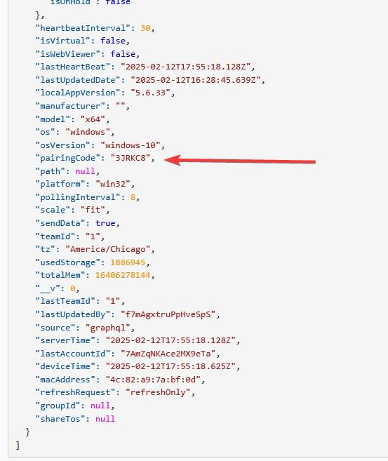 pairing code data