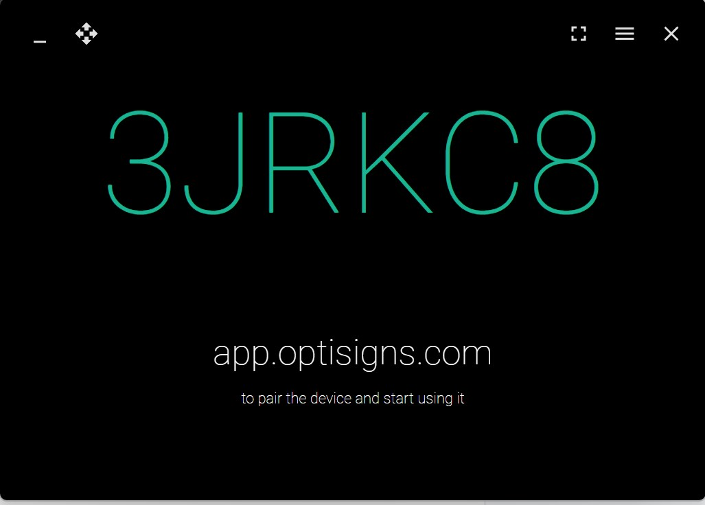 optisigns player pairing code