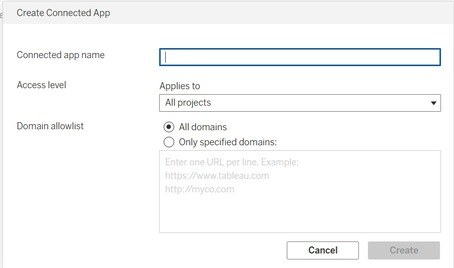 create connected app window tableau