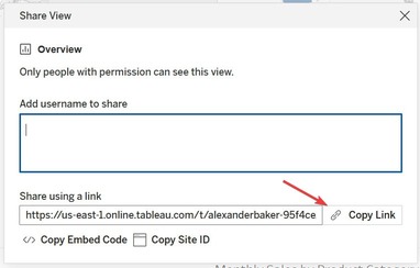 share view copy link tableau