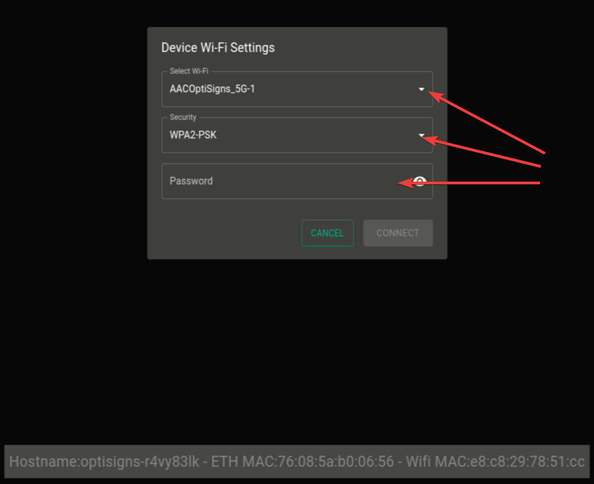 device wifi settings ssid