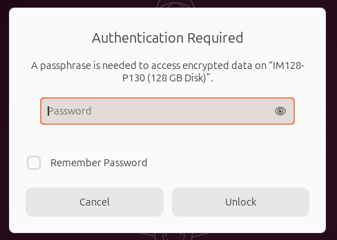 authentication required password input