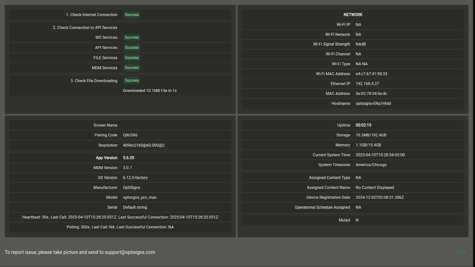 troubleshooting screen