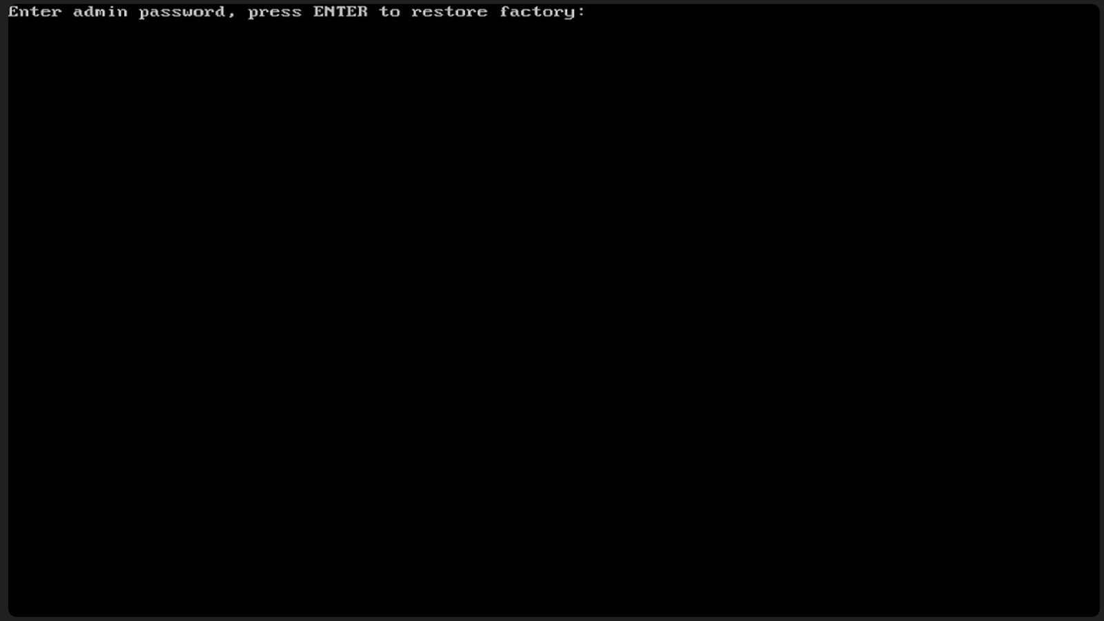 factory reset password screen