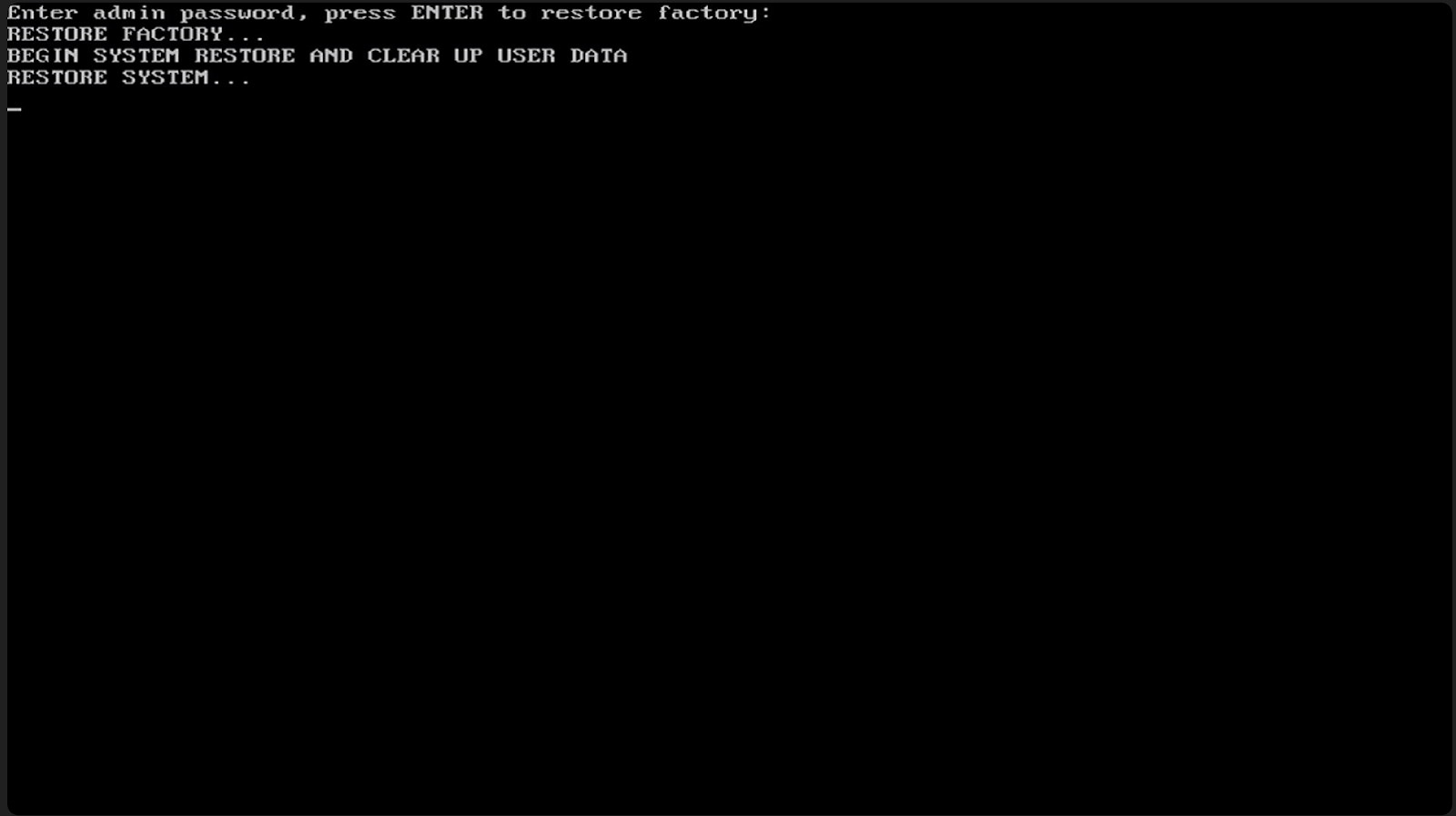 factory reset in progress