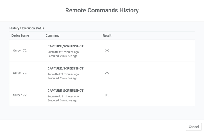 remote commands history menu