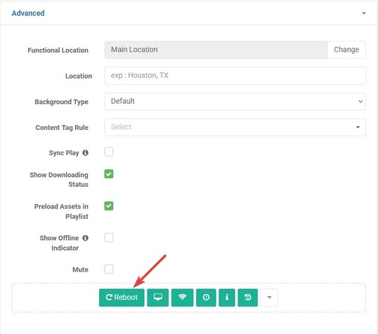 optisigns edit screen mdm buttons