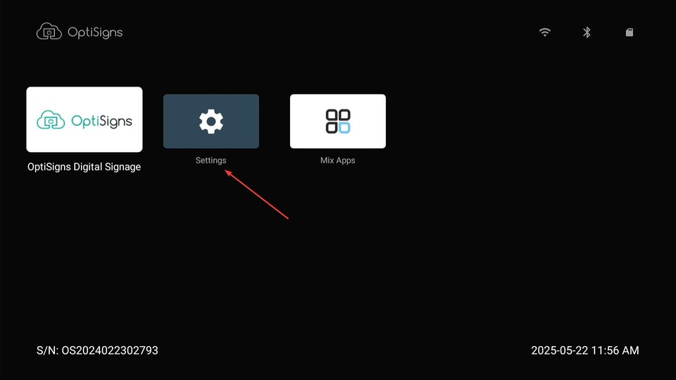 settings menu