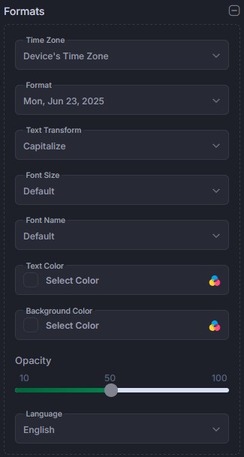 date widget format options