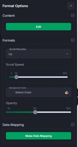 scrolling vertical widget format options