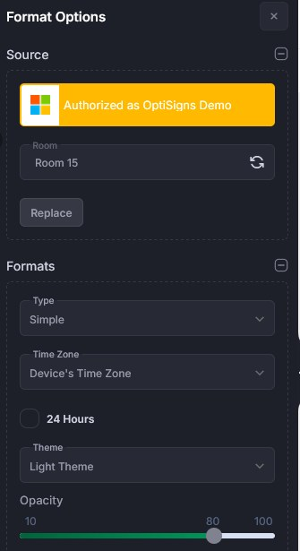 meeting room widget format options