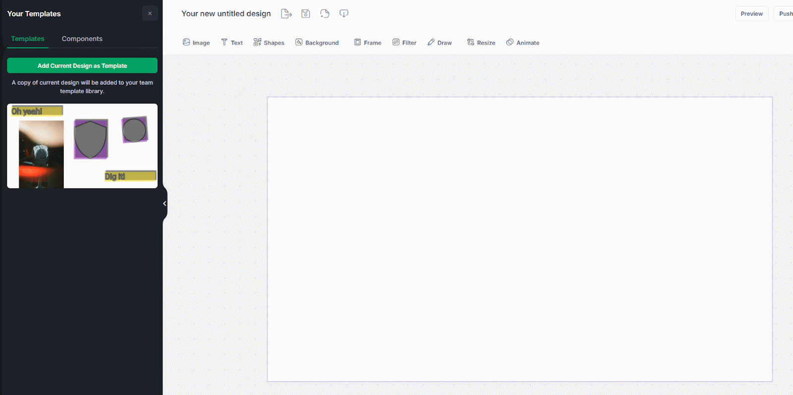 custom template being added