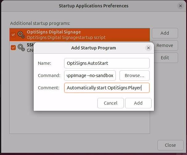 linux startup add program