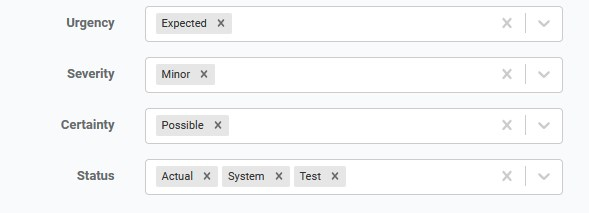 Demonstration der Optionen Dringlichkeit, Schweregrad, Gewissheit, Status mit Tags