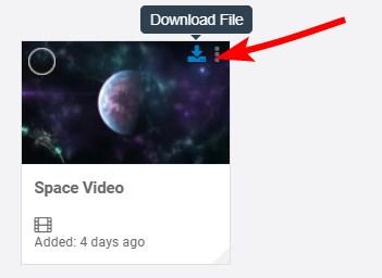 photo of asset and download button in account