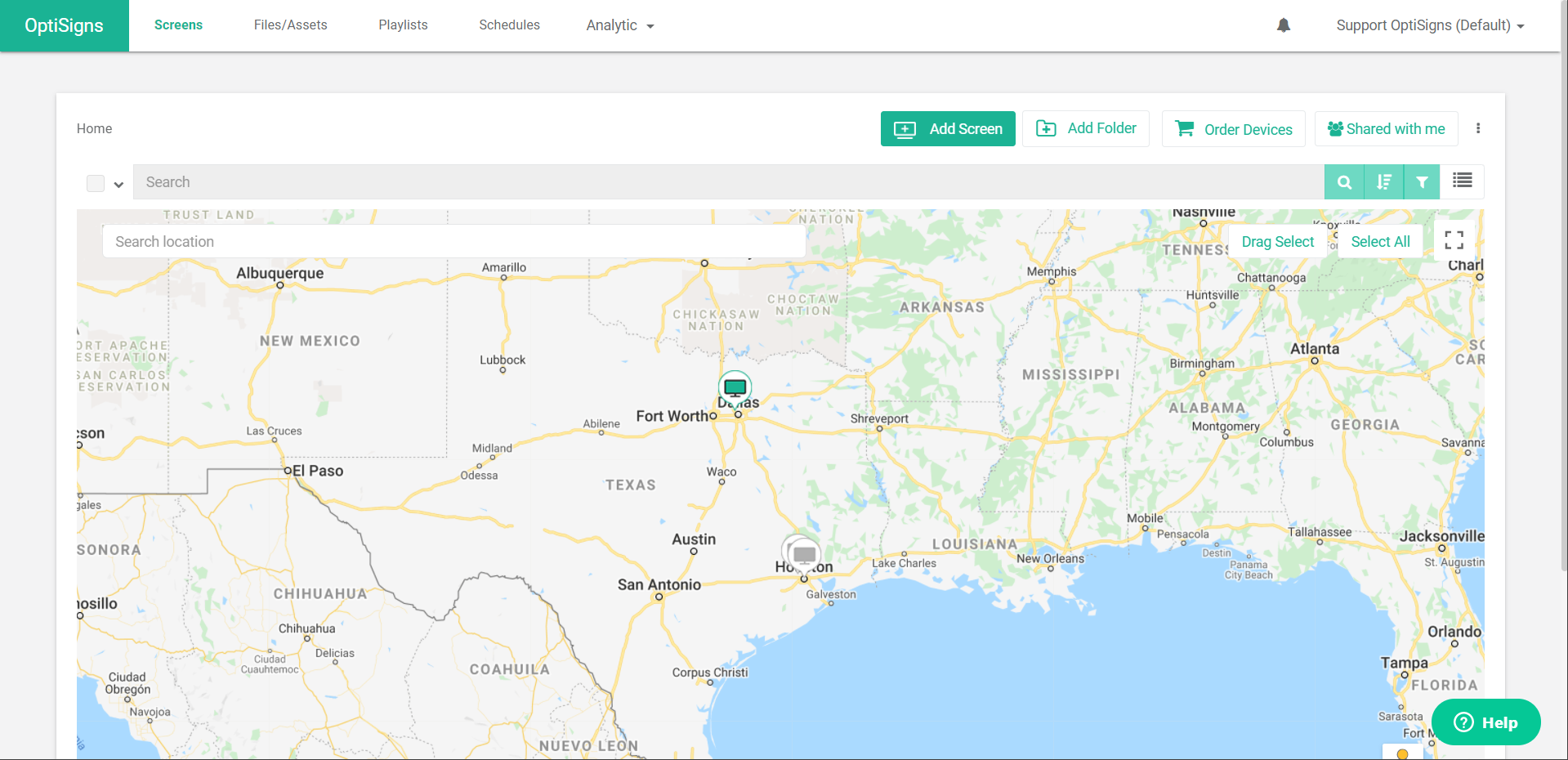 Map View of screens