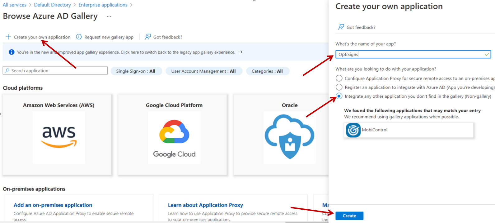create own application ms azure