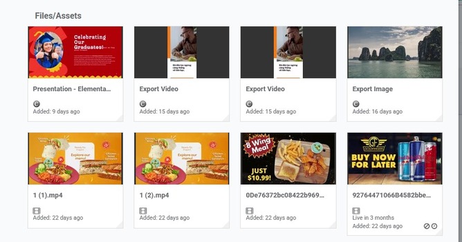 välj filer tillgångar videowidget