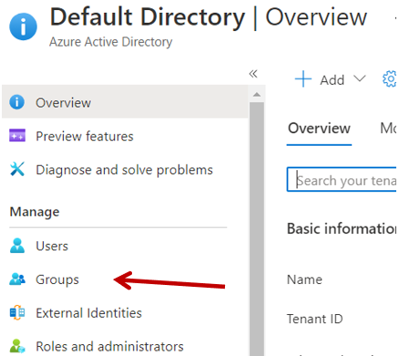 groups tab ms azure