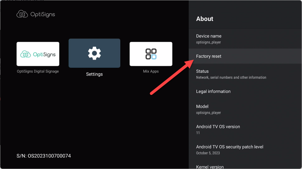 factory reset settings