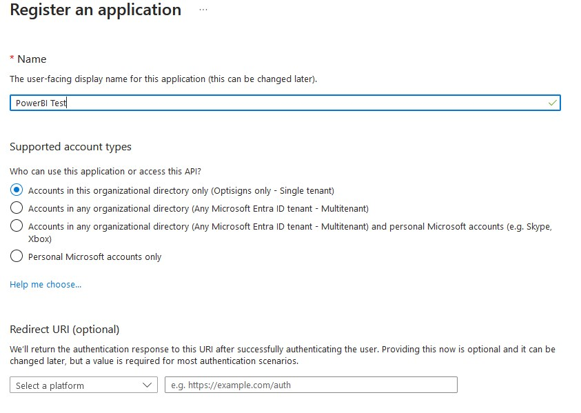 instructions on registering an application in microsoft azure