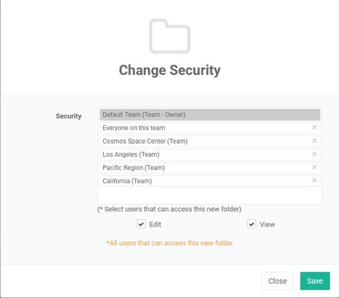store location folder security example