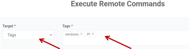 target and tags execute remote commands