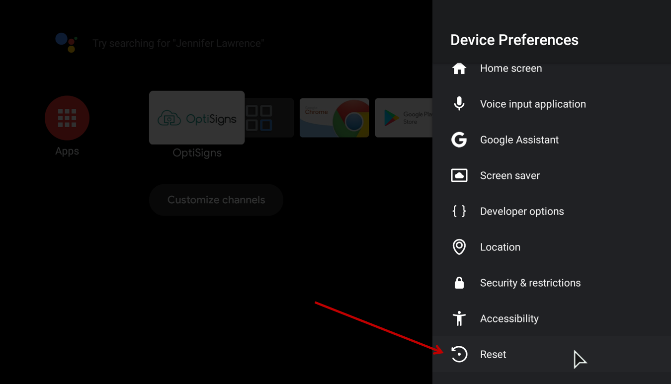 How to factory reset OptiSigns Android Player – OptiSigns