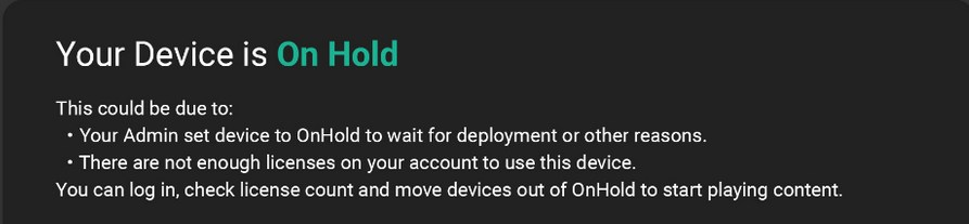 device is onhold message