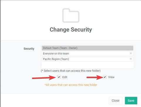 edit and view permissions for folder