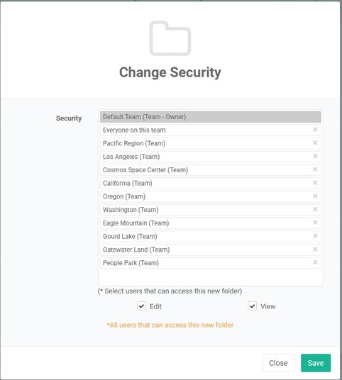 regional level folder permissions example