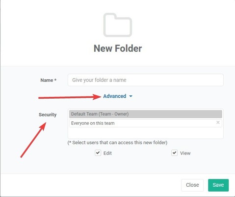 new folder advanced opened