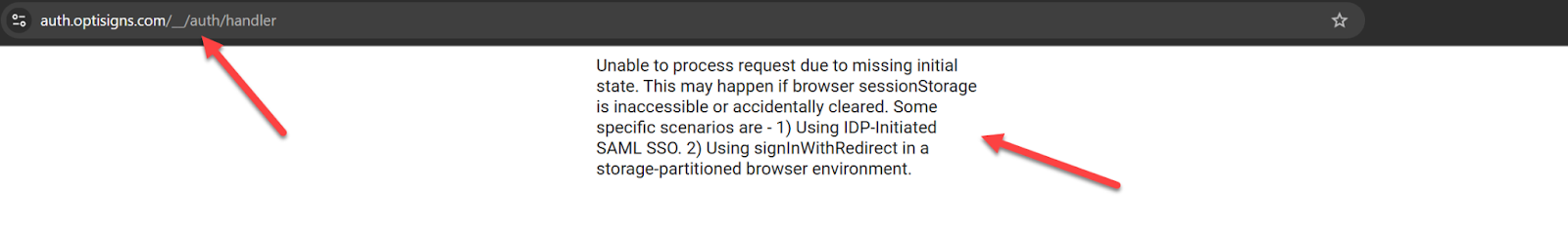 optisigns common error message