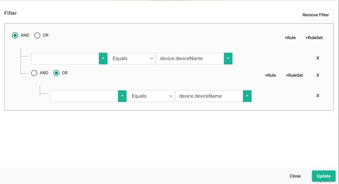 filtro de fonte de dados optisigns com regras e conjuntos de regras adicionais