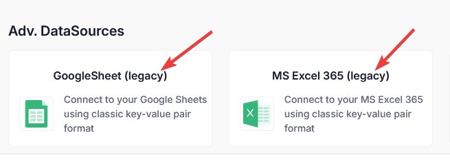 advanced datasources googlesheet or ms excel 365
