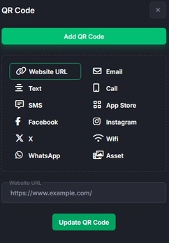 qr code side menu options